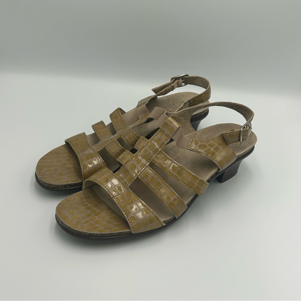 SAS Allegro Women’s Heeled Tripad Comfort Sandals Crocodile Size 9.5 N Narrow